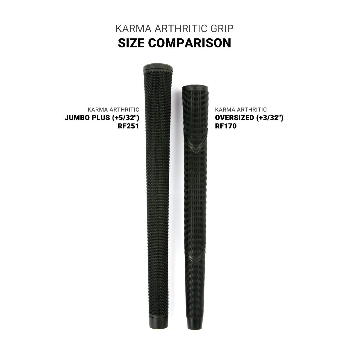 size comparison of the two Karma Arthritic Golf Grips
