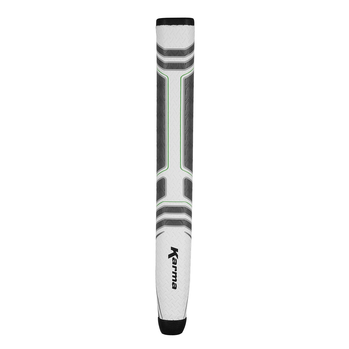 front view of the White/Gray/Green Karma Big Softy 1.3 Putter Grip