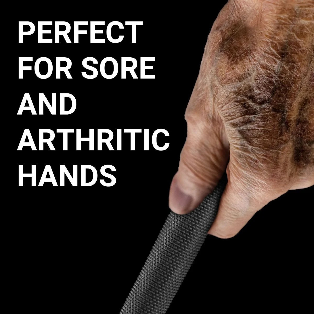 elderly mans hands holding a Karma Arthritic Plus Golf Grip